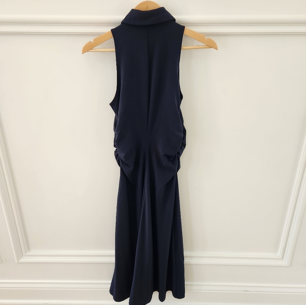 Sleeveless Navy Button-Front Midi Dress - Picture 7 of 14